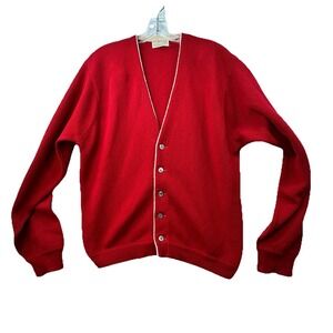 Vintage Lord Jeff 100% Australian Wool Mens Cardigan Sweater Medium Golf‎ Preppy